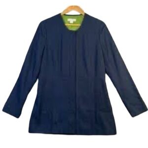 COLDWATER CREEK Navy Collarless Hip Length Blazer Size 12